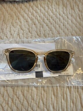 Le Specs Clear Frame Sunglasses with Dark Green Lenses